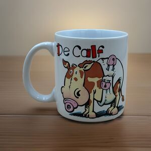 Vintage Carlton Cards "De Calf" Stoneware Coffee Mug - Funny Cow Humor
